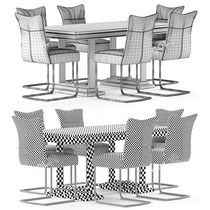 Sleek 10-Piece Modern Dining Set 3D model image 10