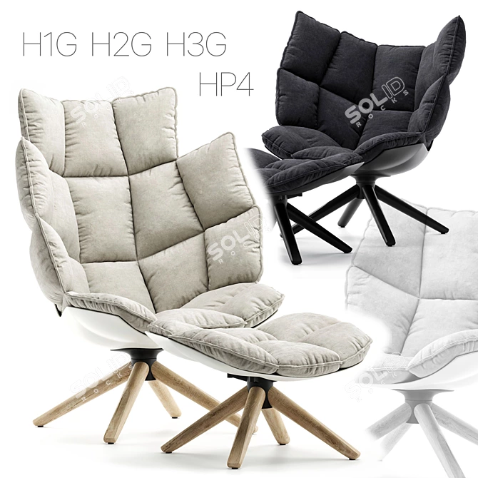 Luxury Armchair Collection: B&B Italia Husk 3D model image 1