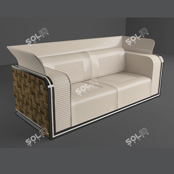 Ardent Deco Sofa: Ebony Makassar, Taj Mahal Stone, Black Lacquer 3D model image 1