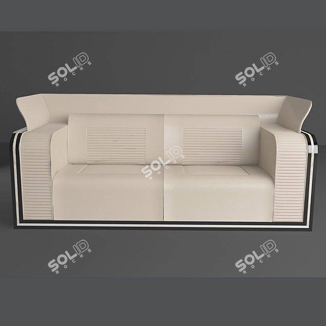 Ardent Deco Sofa: Ebony Makassar, Taj Mahal Stone, Black Lacquer 3D model image 2