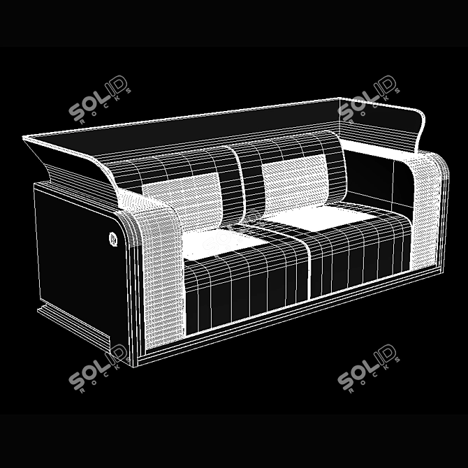 Ardent Deco Sofa: Ebony Makassar, Taj Mahal Stone, Black Lacquer 3D model image 4