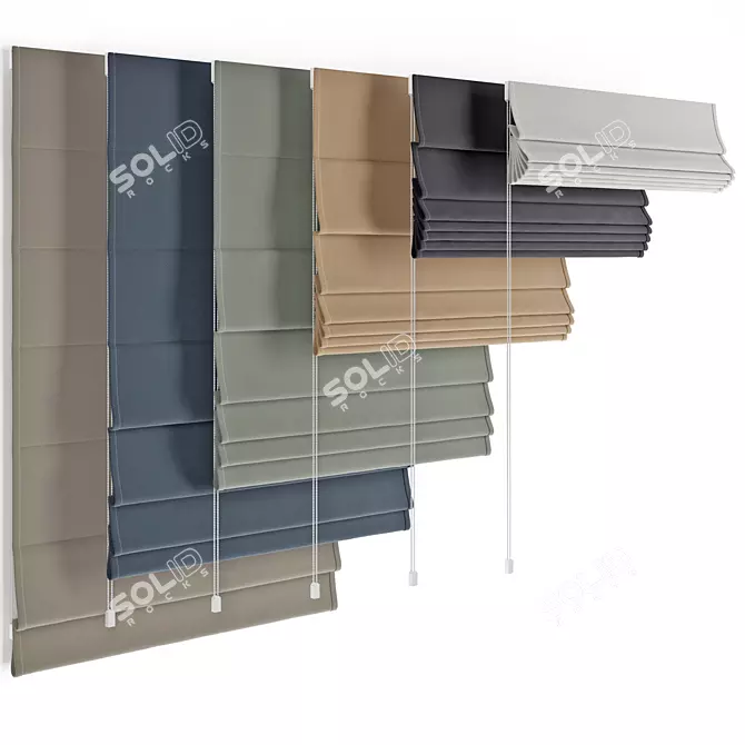 Elegant Roman Shades for Windows 3D model image 1