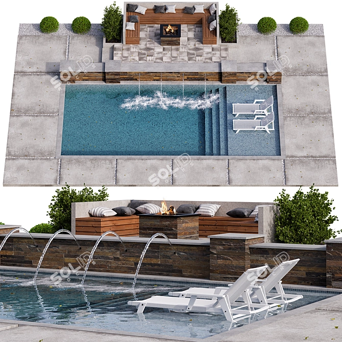 Luxe Pool: 20m2 Modern Design 3D model image 1