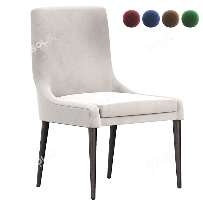 Elegant Ivory Wood Dining Chair 3D model image 1