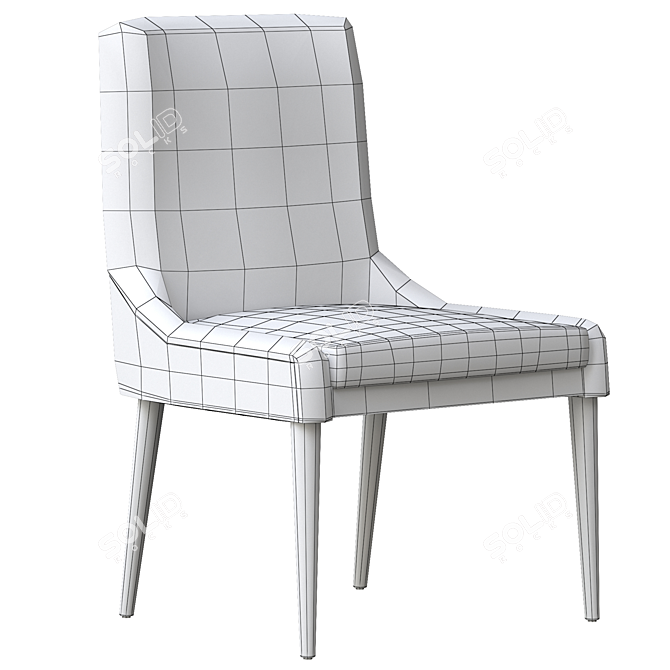 Elegant Ivory Wood Dining Chair 3D model image 6