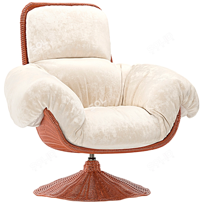 Rotating Rattan Chair with Cushion 3D model image 1