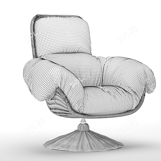 Rotating Rattan Chair with Cushion 3D model image 6