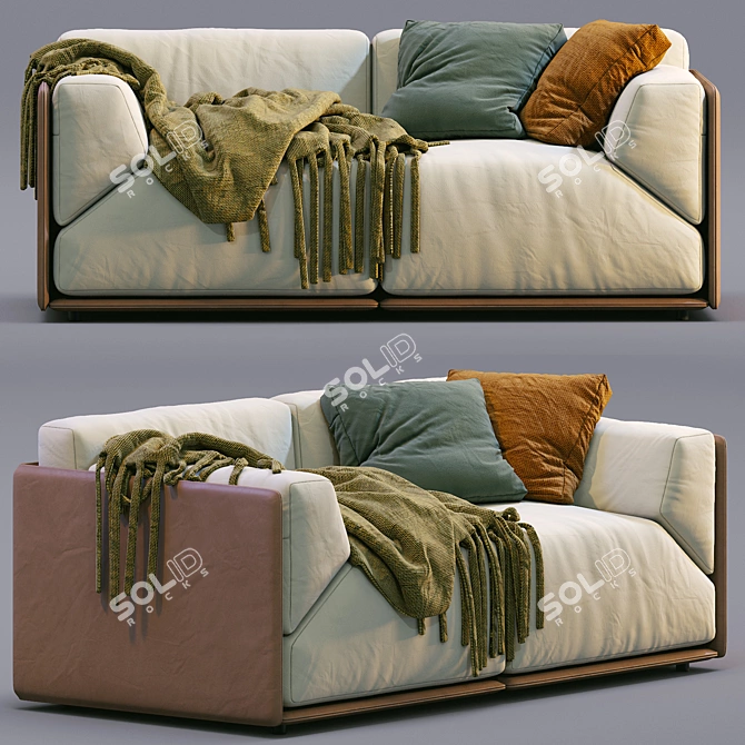 Minimalist Leather Sofa - Meridiani Collection 3D model image 2