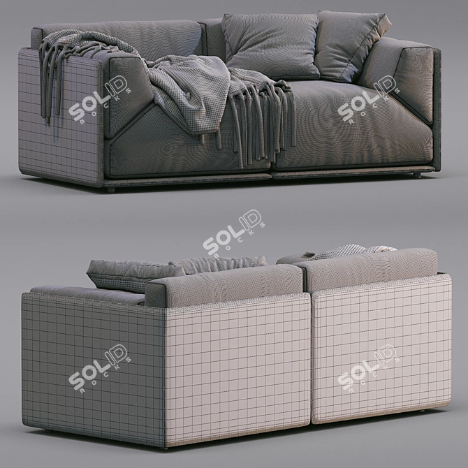 Minimalist Leather Sofa - Meridiani Collection 3D model image 4