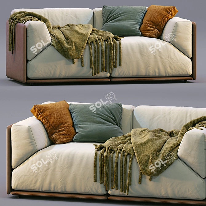 Minimalist Leather Sofa - Meridiani Collection 3D model image 6