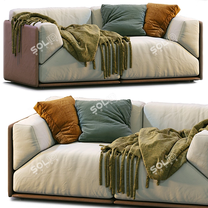 Minimalist Leather Sofa - Meridiani Collection 3D model image 8