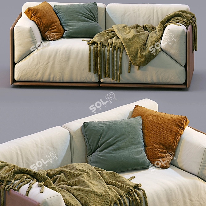 Minimalist Leather Sofa - Meridiani Collection 3D model image 9