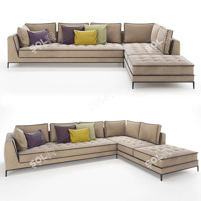 Modern Corner Sectional Sofa 3D model image 1