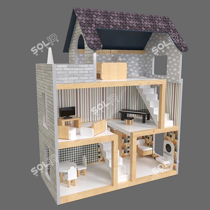 Compact Dollhouse | 3971 Polygons 3D model image 1
