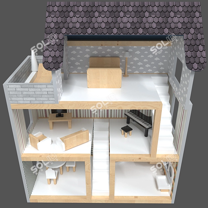 Compact Dollhouse | 3971 Polygons 3D model image 3