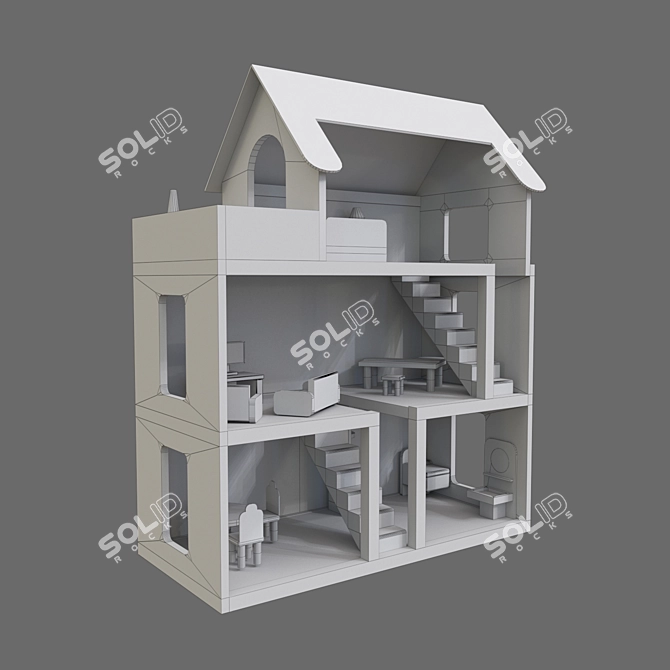 Compact Dollhouse | 3971 Polygons 3D model image 4