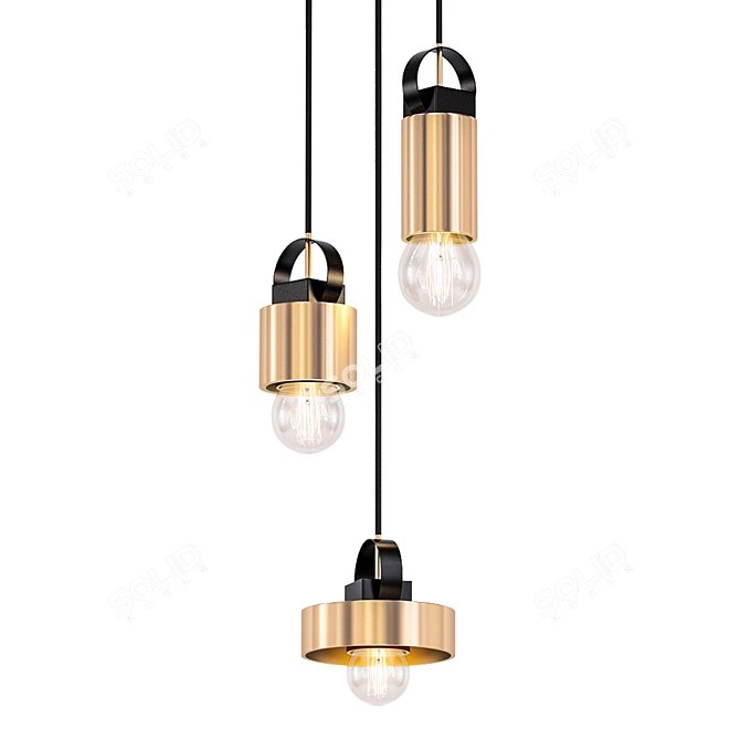 Gleaming Brass Bowie Pendant 3D model image 1