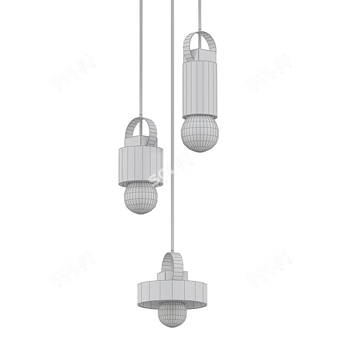 Gleaming Brass Bowie Pendant 3D model image 2