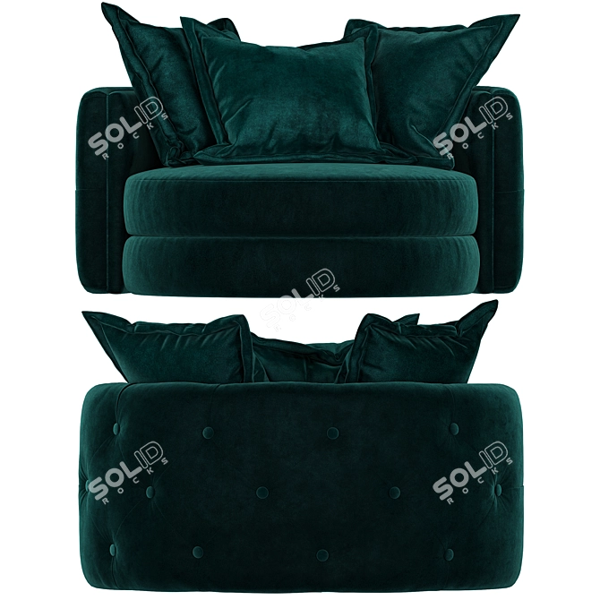 Teal Velvet Twist Chair: Luxury and Comfort 3D model image 4