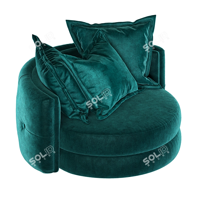 Teal Velvet Twist Chair: Luxury and Comfort 3D model image 6