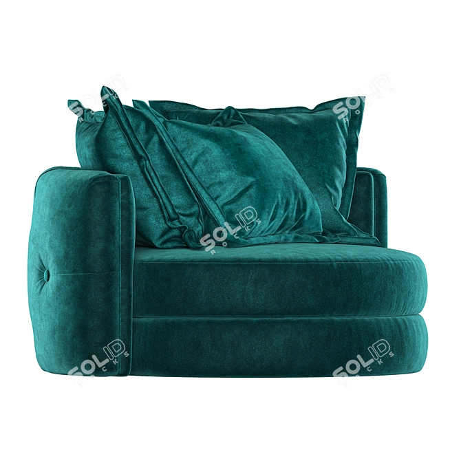 Teal Velvet Twist Chair: Luxury and Comfort 3D model image 7