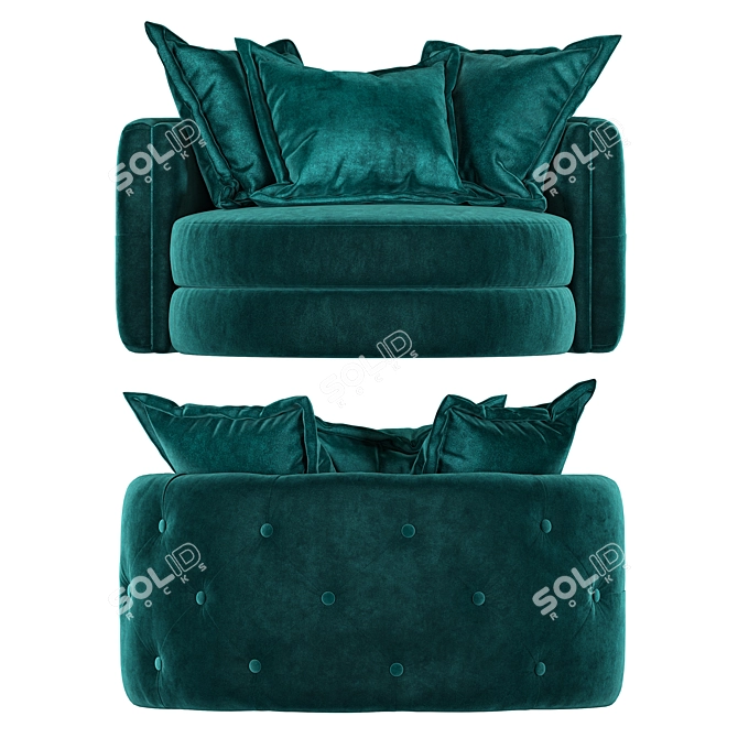 Teal Velvet Twist Chair: Luxury and Comfort 3D model image 10