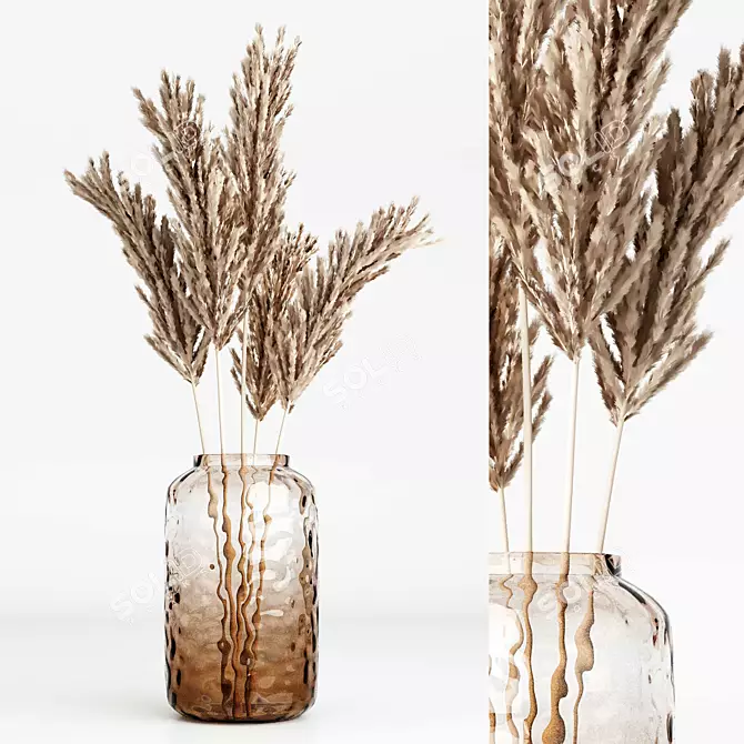 Elegant Dried Pampas Bouquets 3D model image 1