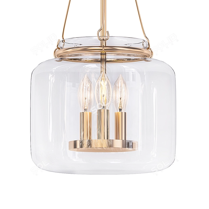 Hand Blown Glass Lantern Pendant 3D model image 1