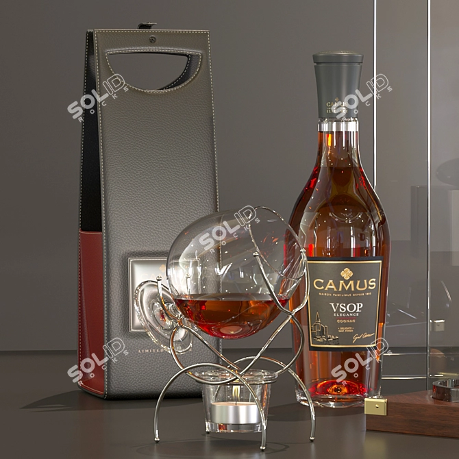 Elegant Cognac Table Fireplace 3D model image 2