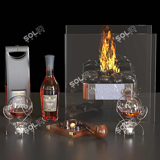 Elegant Cognac Table Fireplace 3D model image 8
