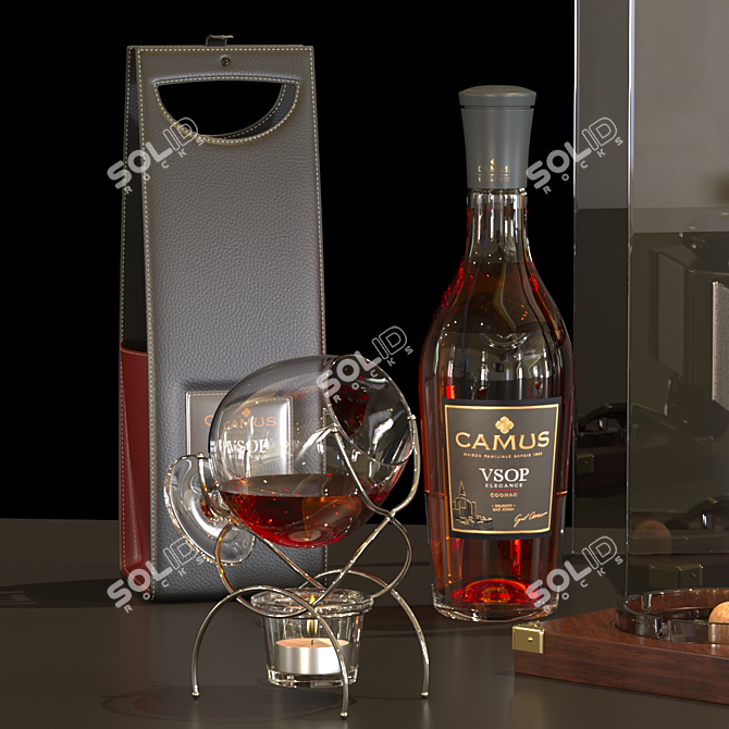 Elegant Cognac Table Fireplace 3D model image 10