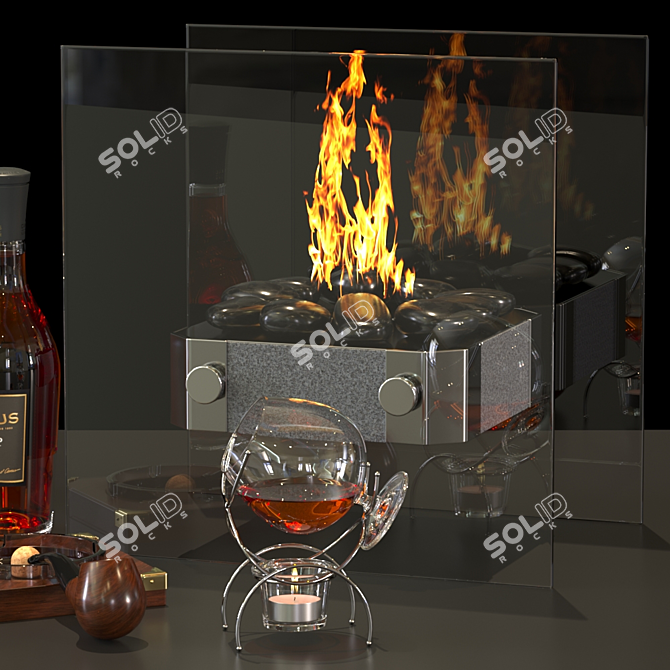 Elegant Cognac Table Fireplace 3D model image 11