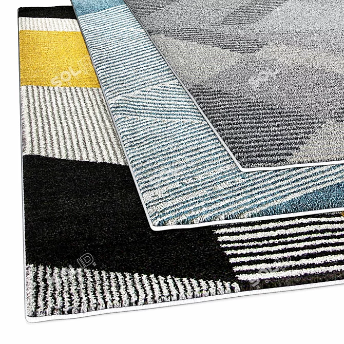 Modern Gray Geometric Rug 3D model image 2