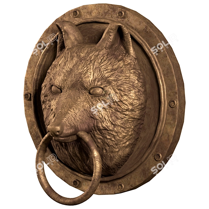 Wolf Head Pendant: Lowpoly PBR 3D model image 2