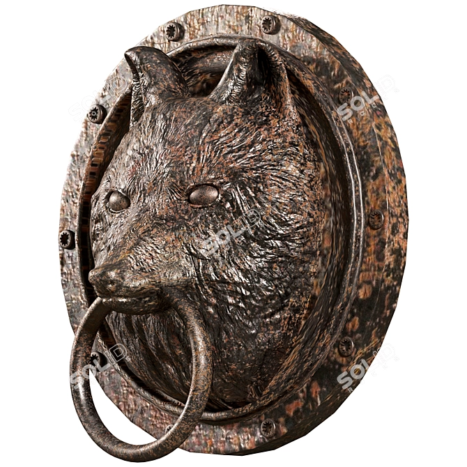 Wolf Head Pendant: Lowpoly PBR 3D model image 3