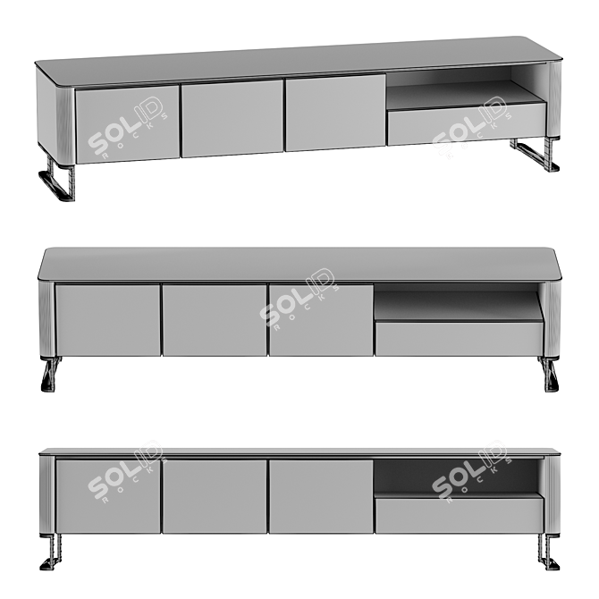 Elegant 2m Walnut TV Stand 3D model image 2