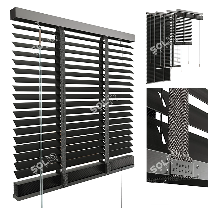 Black Metal Blinds - 600mm 35mm 3D model image 1