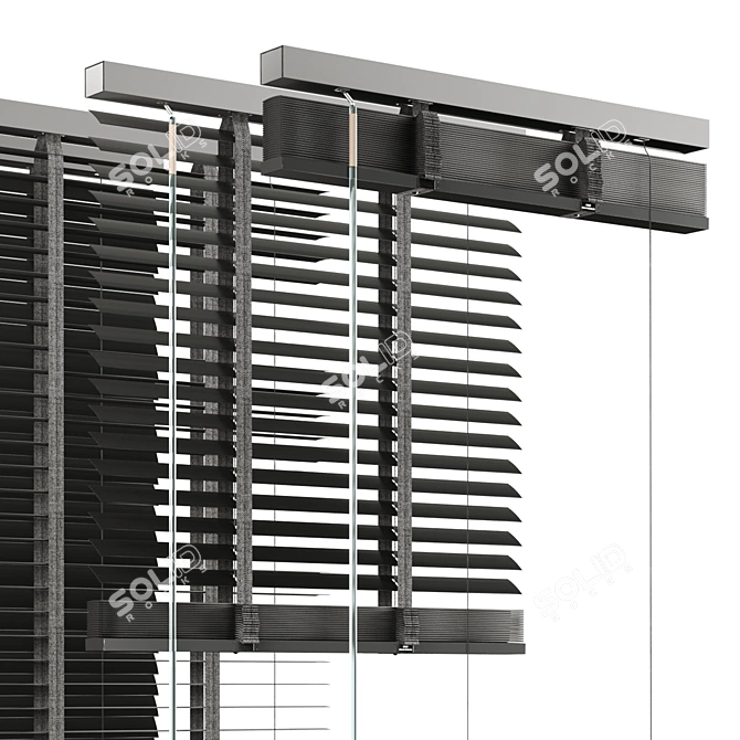 Black Metal Blinds - 600mm 35mm 3D model image 3