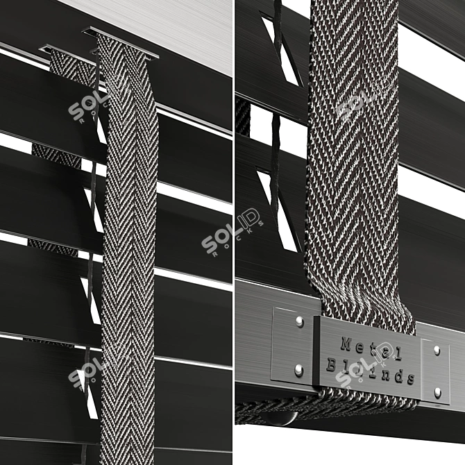 Black Metal Blinds - 600mm 35mm 3D model image 4