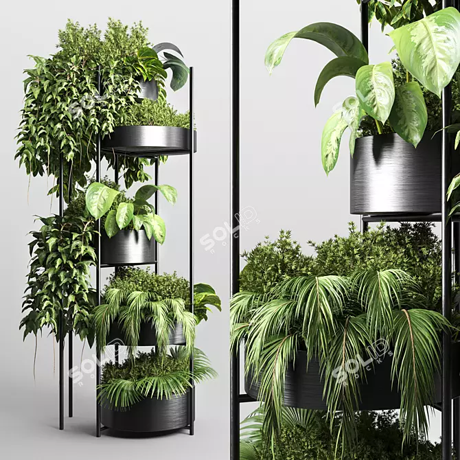 Metal Vase Plant Stand: Stylish Indoor Plant Holder 3D model image 1