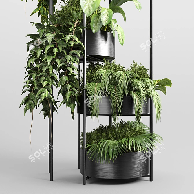 Metal Vase Plant Stand: Stylish Indoor Plant Holder 3D model image 2