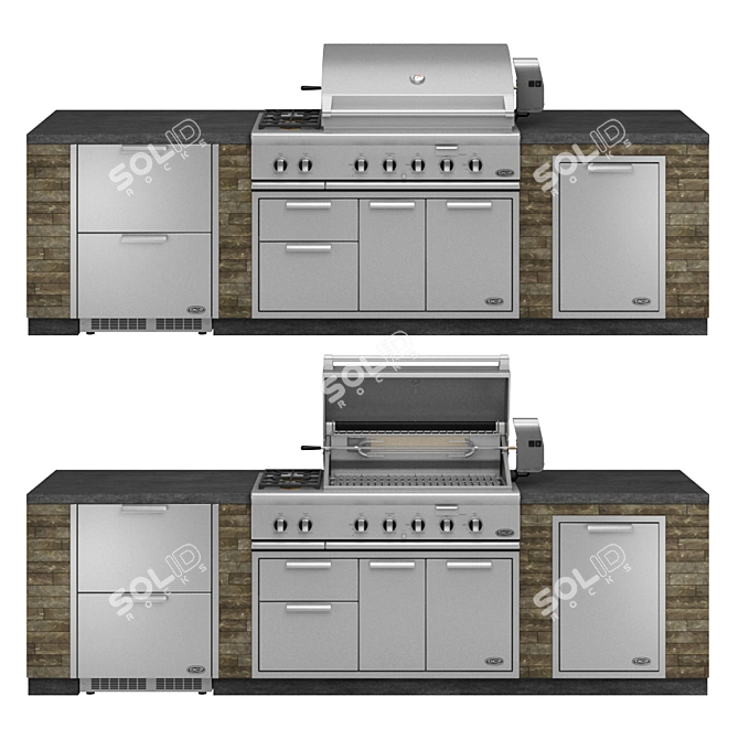DCS Gas Grill with Side Burners: Ultimate Outdoor Cooking Solution 3D model image 1