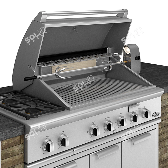 DCS Gas Grill with Side Burners: Ultimate Outdoor Cooking Solution 3D model image 2