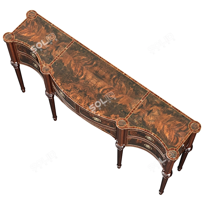 Elegant Flame-Veneered Sideboard 3D model image 2