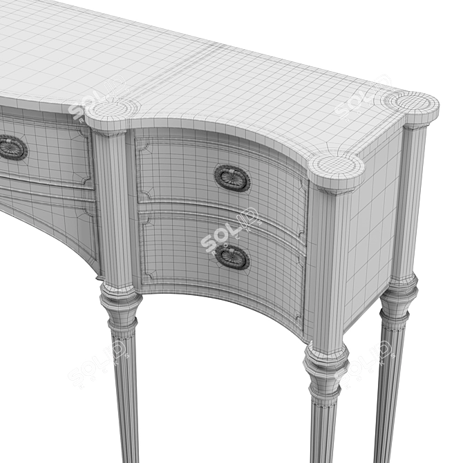 Elegant Flame-Veneered Sideboard 3D model image 7