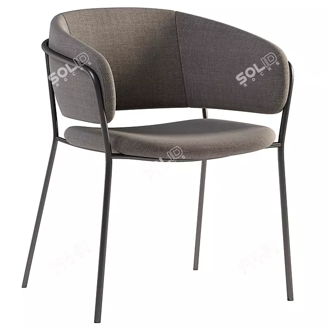 Modern Metal Dining Chair 3D model image 1