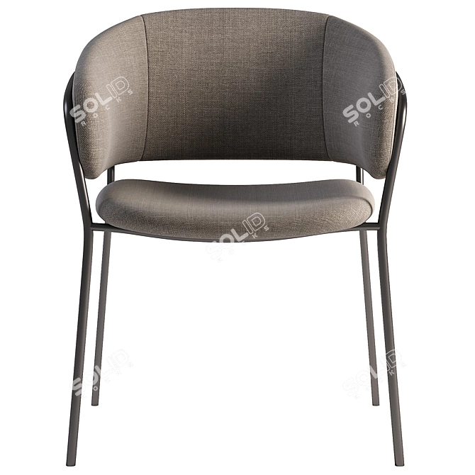 Modern Metal Dining Chair 3D model image 2