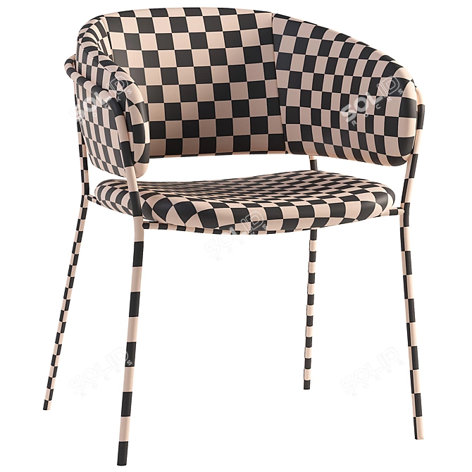 Modern Metal Dining Chair 3D model image 4
