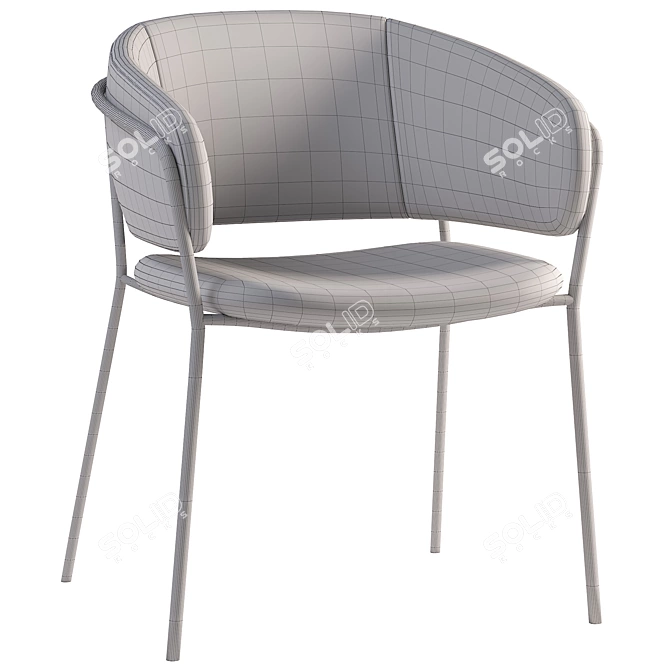 Modern Metal Dining Chair 3D model image 5