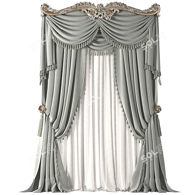 Elegant Drapery Sheers 3D model image 1